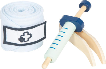 small foot- Set, Accessori del Dottore in Legno, Gioco di Ruolo di Alta qualità, per Bambini a Partire dai 3 Anni, 12548, Multicolore