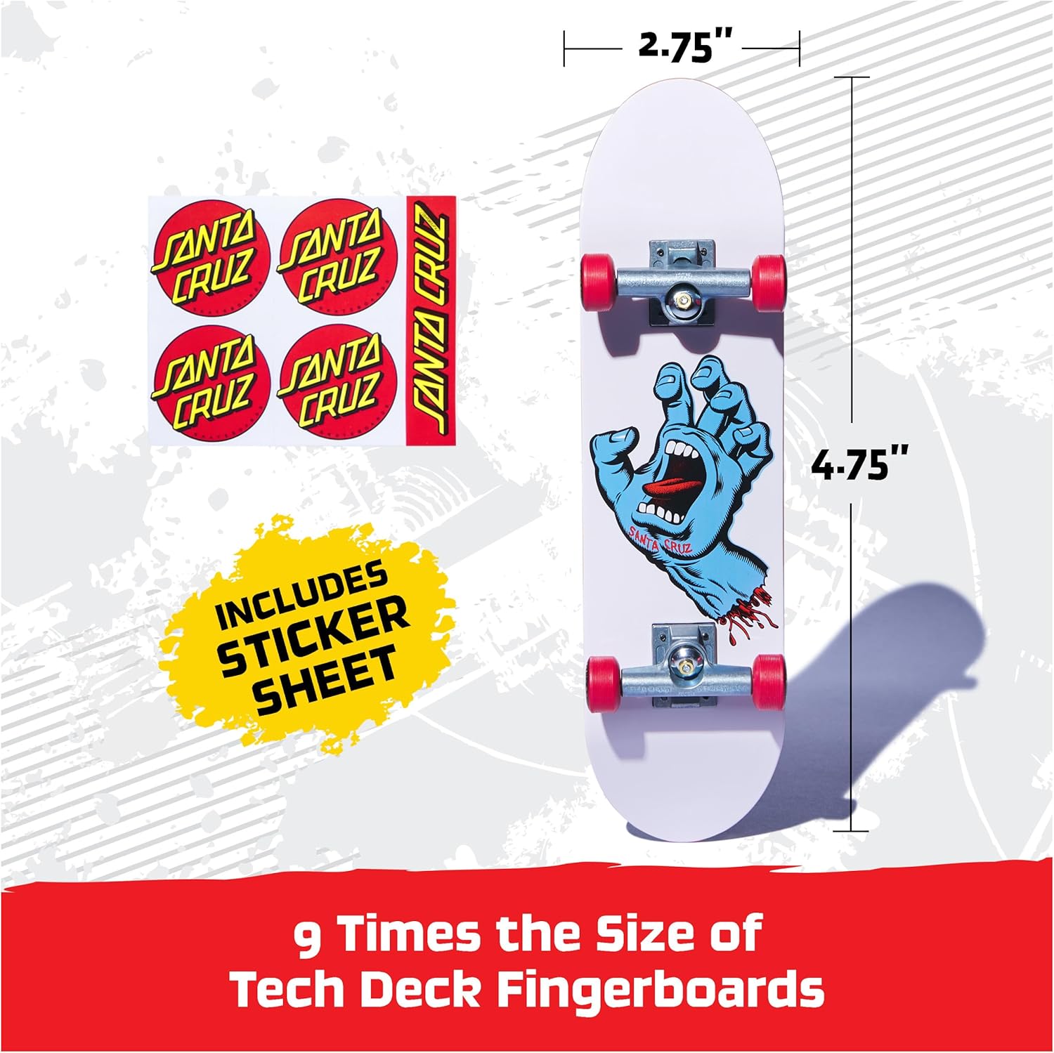 Tech Deck, Santa Cruz Handboard; Authentic Mini Skateboards, Kids’ Toys for Boys and Girls, Ages 6 and up (Hands Use Only