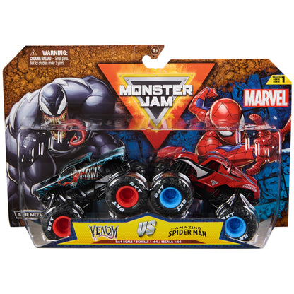 Monster Jam, Marvel Official Venom Vs. The Amazing Spider-Man Die-Cast Monster Trucks, 1:64 Scale, Kids’ Toys for Boys and Girls Aged 3 and up