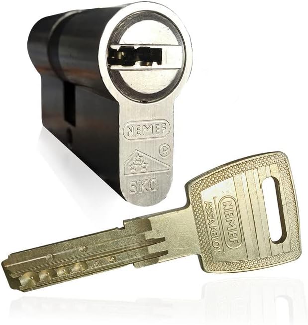 Nemef Profielcilinder Nikkel Skg3 Gelijksluitend Secur 142/9 - 3 Cilinders Inclusief 9 Sleutels - [Dutch Import]
