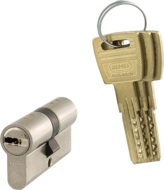 Nemef Profielcilinder Nikkel Skg3 Gelijksluitend Secur 142/9 - 3 Cilinders Inclusief 9 Sleutels - [Dutch Import]