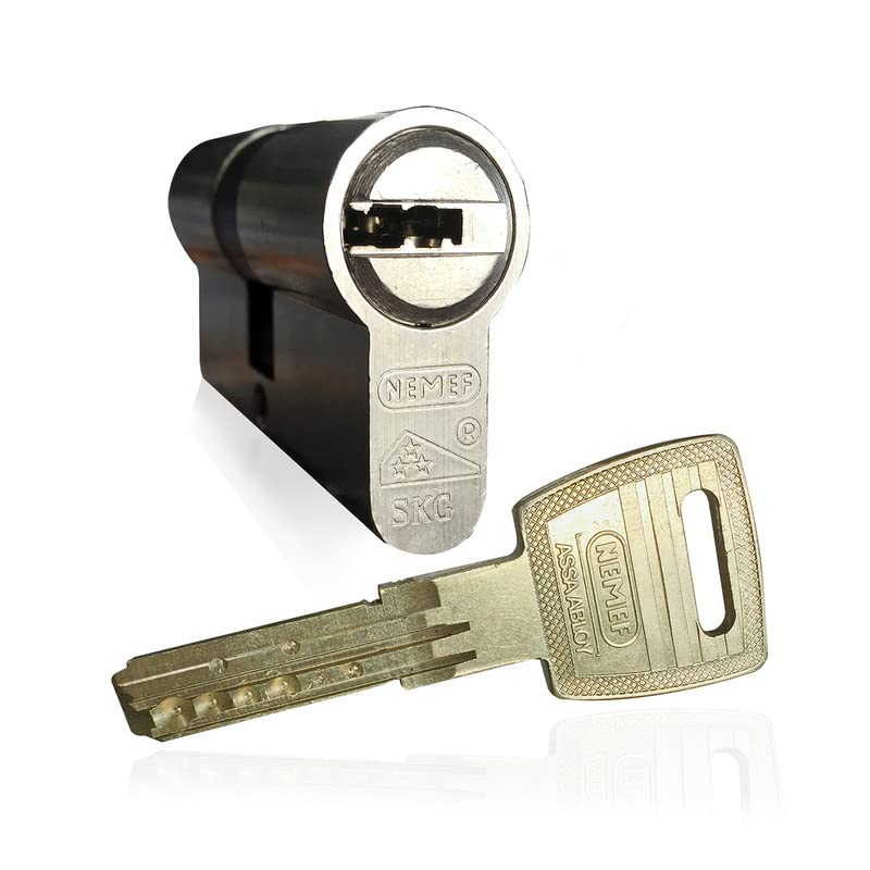 Nemef Profielcilinder Nikkel Skg3 Gelijksluitend Secur 142/9 - 3 Cilinders Inclusief 9 Sleutels - [Dutch Import]