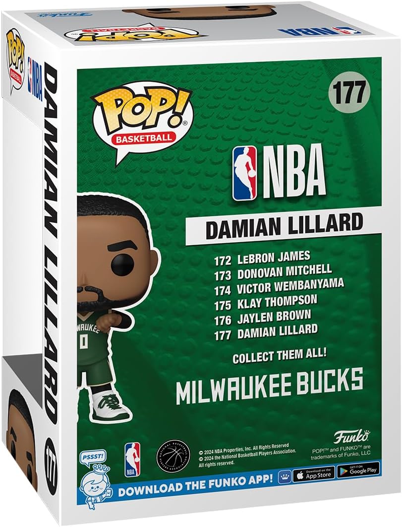 Funko Pop! NBA: Bucks - Damian Lillard - Collectable Vinyl Figure - Gift Idea - Official Merchandise - Toys for Kids & Adults - Sports Fans - Model Figure for Collectors and Display