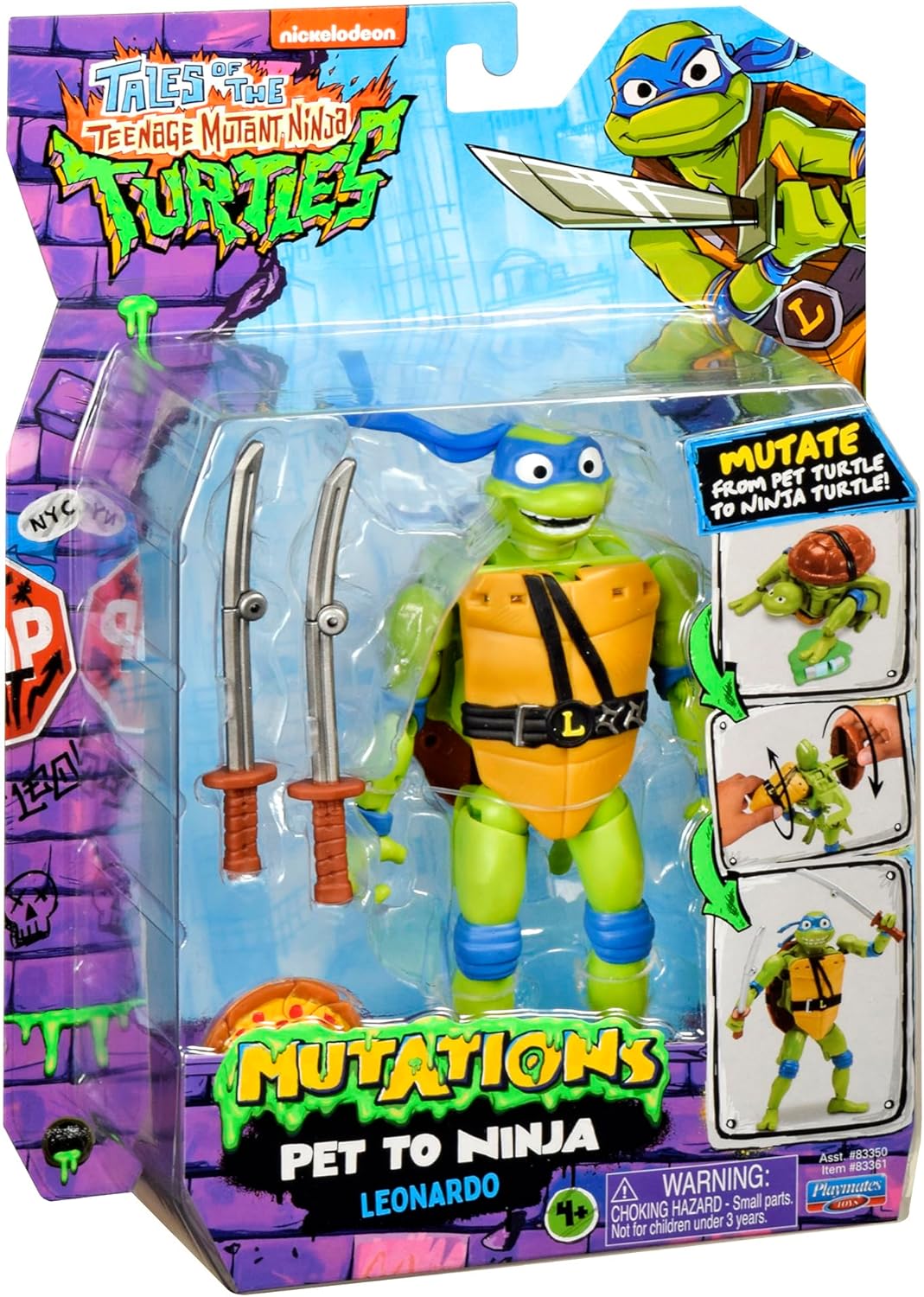 Teenage Mutant Ninja Turtles Tales of Pet to Ninja Figure-Leonardo Regalo Ideal para los Fans de TMNT en Todas Partes, Multicolor (Playmates 83361CO