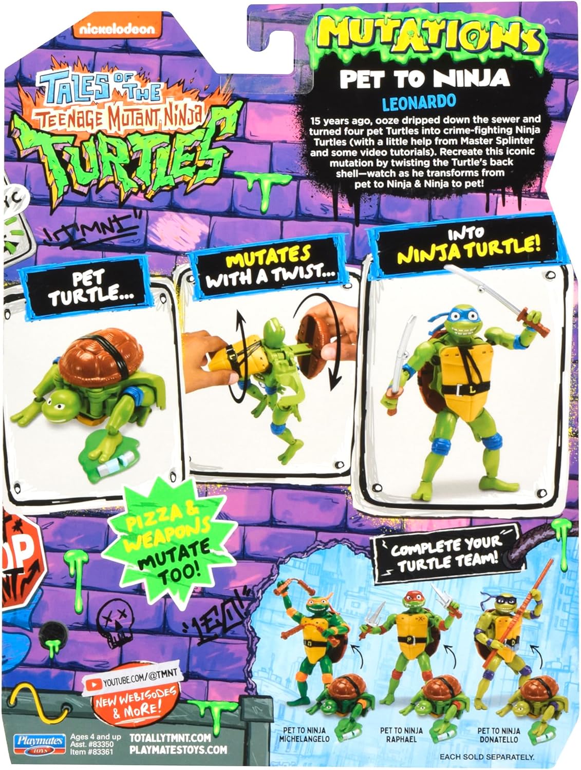 Teenage Mutant Ninja Turtles Tales of Pet to Ninja Figure-Leonardo Regalo Ideal para los Fans de TMNT en Todas Partes, Multicolor (Playmates 83361CO