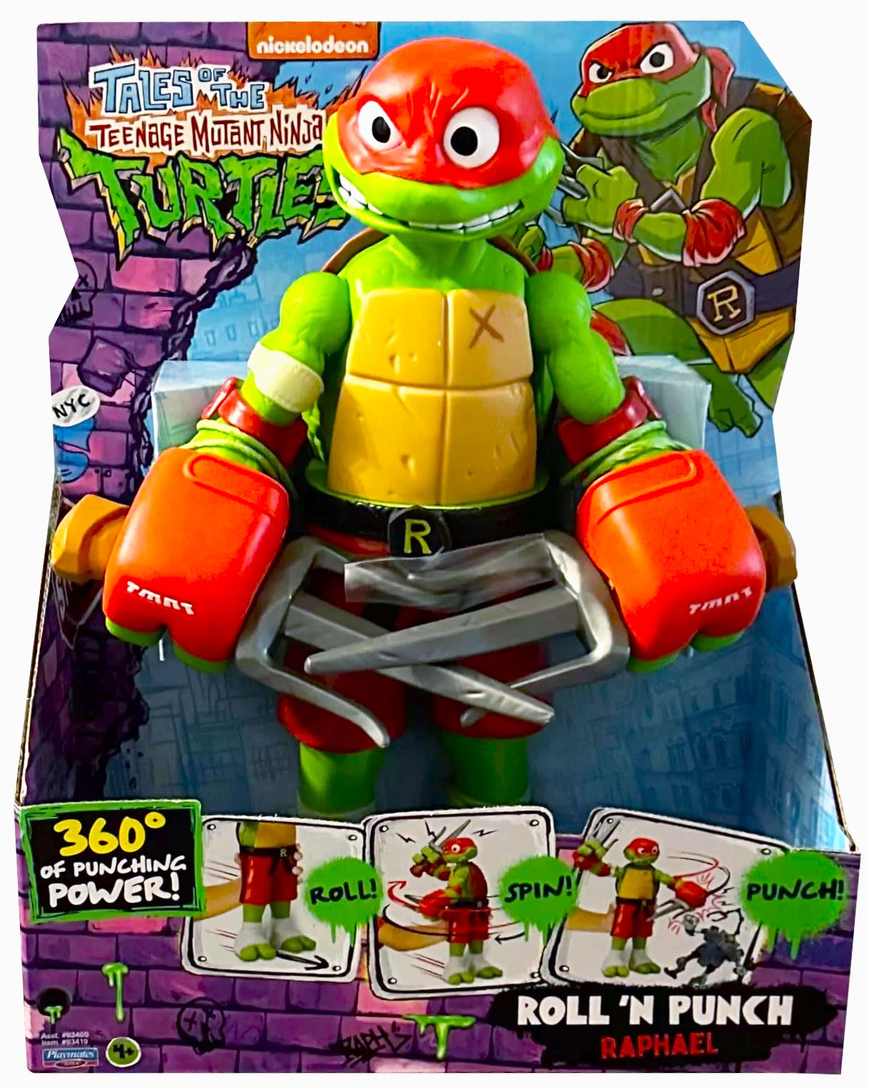 Tales of Teenage Mutant Ninja Turtles Giant Roll N Punch Raphael. Unleash Powerful Punching Action! 12-Inch Scale Figure for TMNT Fans of All Ages!