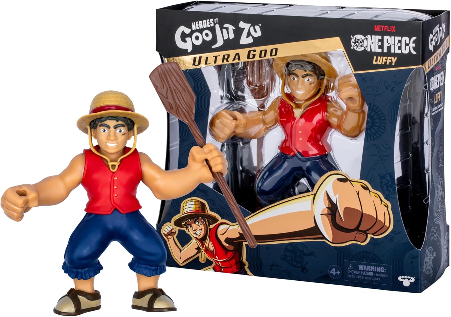 Heroes of Goo Jit Zu One Piece Luffy Stretchy 7 inch Collectible Action Figure, with Accessories