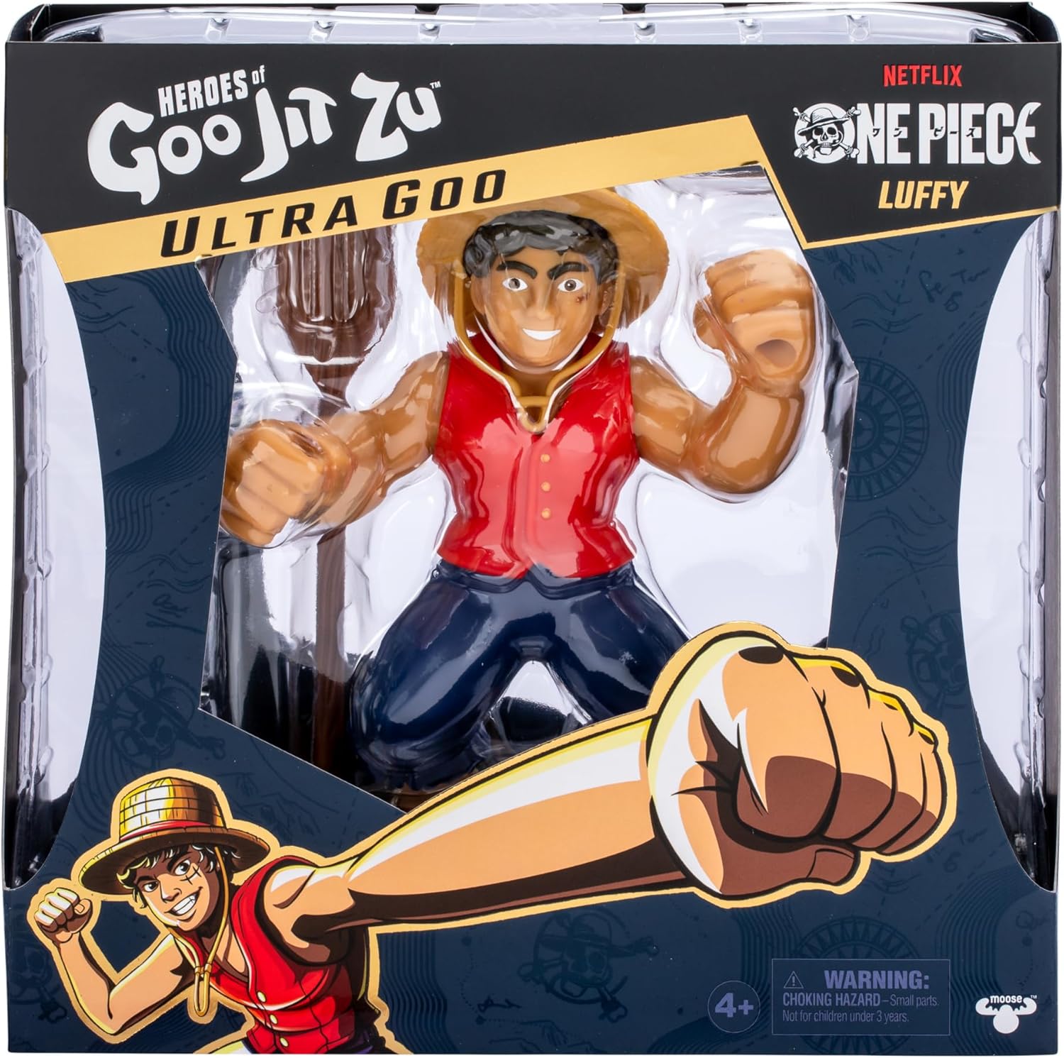 Heroes of Goo Jit Zu One Piece Luffy Stretchy 7 inch Collectible Action Figure, with Accessories