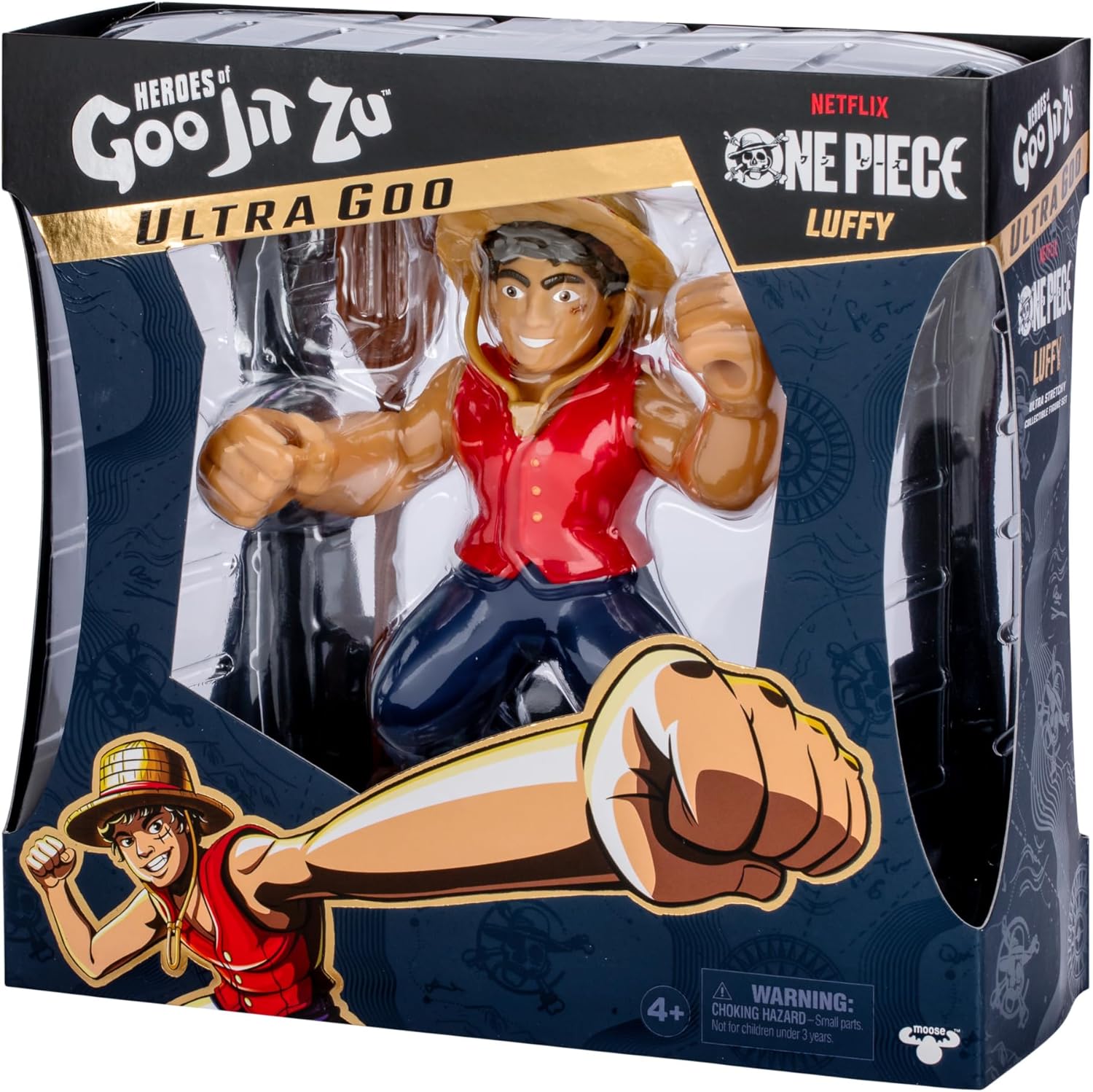 Heroes of Goo Jit Zu One Piece Luffy Stretchy 7 inch Collectible Action Figure, with Accessories