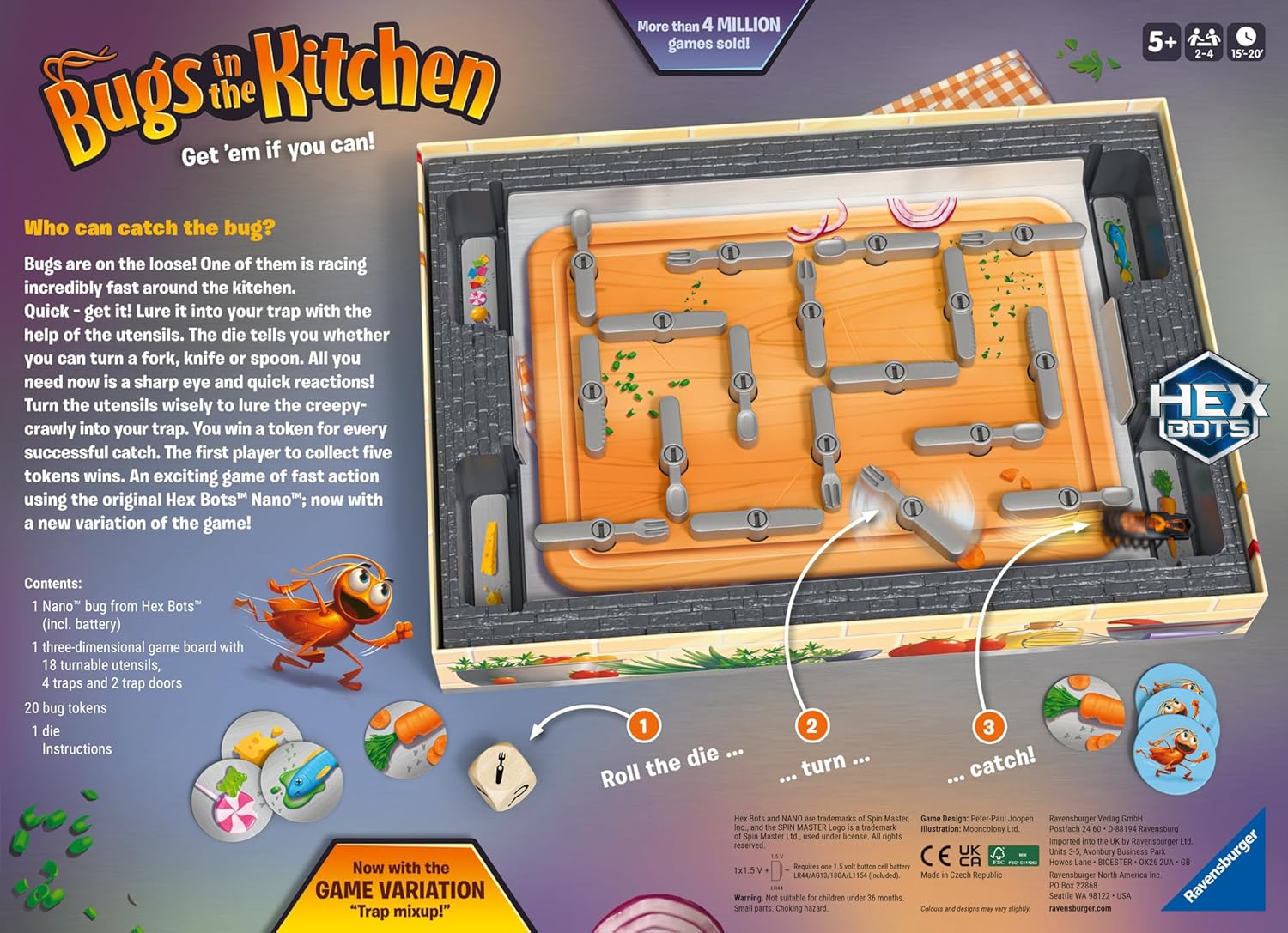 Ravensburger Hexbug Nano Bugs in The Kitchen Board Game for Kids Age 6 Years and Up-2 to 4 Players - 2024 Edition