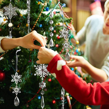 Qtynudy 10 ciondoli in acrilico a forma di ghiaccioli di Natale, fiocchi di neve, albero di Natale, ghiaccioli, decorazioni natalizie, facili da installare, facili da usare