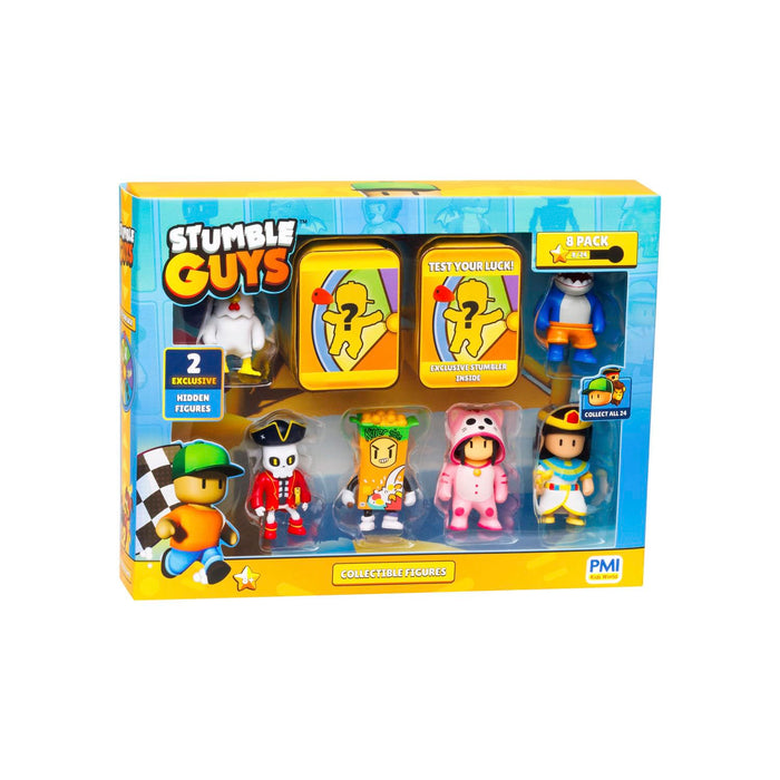 Stumble Guys 2" Collectable Figures 8-Pack Deluxe Box - Chicken, Megalodon, Capt Noheart, Cereal Killer, Meowmer, Cleopatra, x2 Hidden