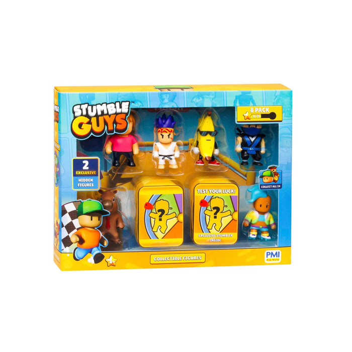Stumble Guys 2" Collectable Figures 8-Pack Deluxe Box - Ms. Stumble, Banana Guy, Capybara, Sensei Firefist, Ninja Kai, Veloci T, x2 Hidden