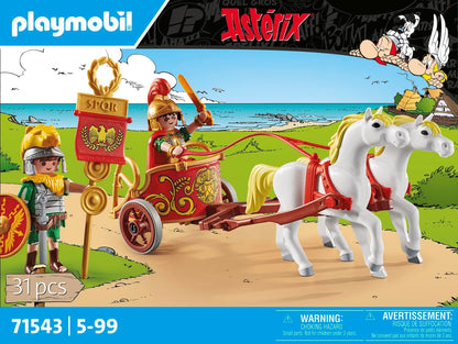 PLAYMOBIL Asterix 71543 Romeinse strijdwagen, reis door het land, inclusief afneembare helmen, armbanden en mantel, gedetailleerde speelgoed voor kinderen vanaf 5 jaar