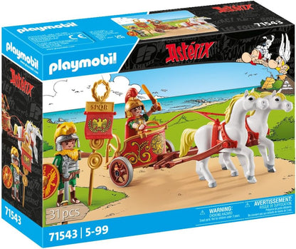 PLAYMOBIL Asterix 71543 Romeinse strijdwagen, reis door het land, inclusief afneembare helmen, armbanden en mantel, gedetailleerde speelgoed voor kinderen vanaf 5 jaar