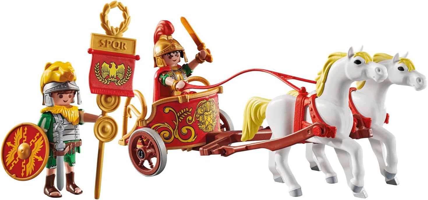 PLAYMOBIL Asterix 71543 Romeinse strijdwagen, reis door het land, inclusief afneembare helmen, armbanden en mantel, gedetailleerde speelgoed voor kinderen vanaf 5 jaar