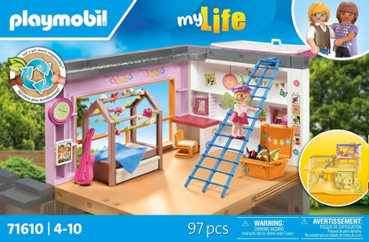 PLAYMOBIL myLife 71610 Habitación de los niños, Incluye una Figura, Hechos de más del 80% de Materiales reciclados y de Base biológica, Juguetes para niños y niñas a Partir de 4 años