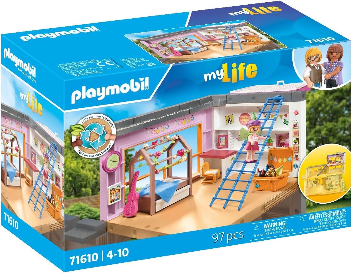 PLAYMOBIL myLife 71610 Habitación de los niños, Incluye una Figura, Hechos de más del 80% de Materiales reciclados y de Base biológica, Juguetes para niños y niñas a Partir de 4 años