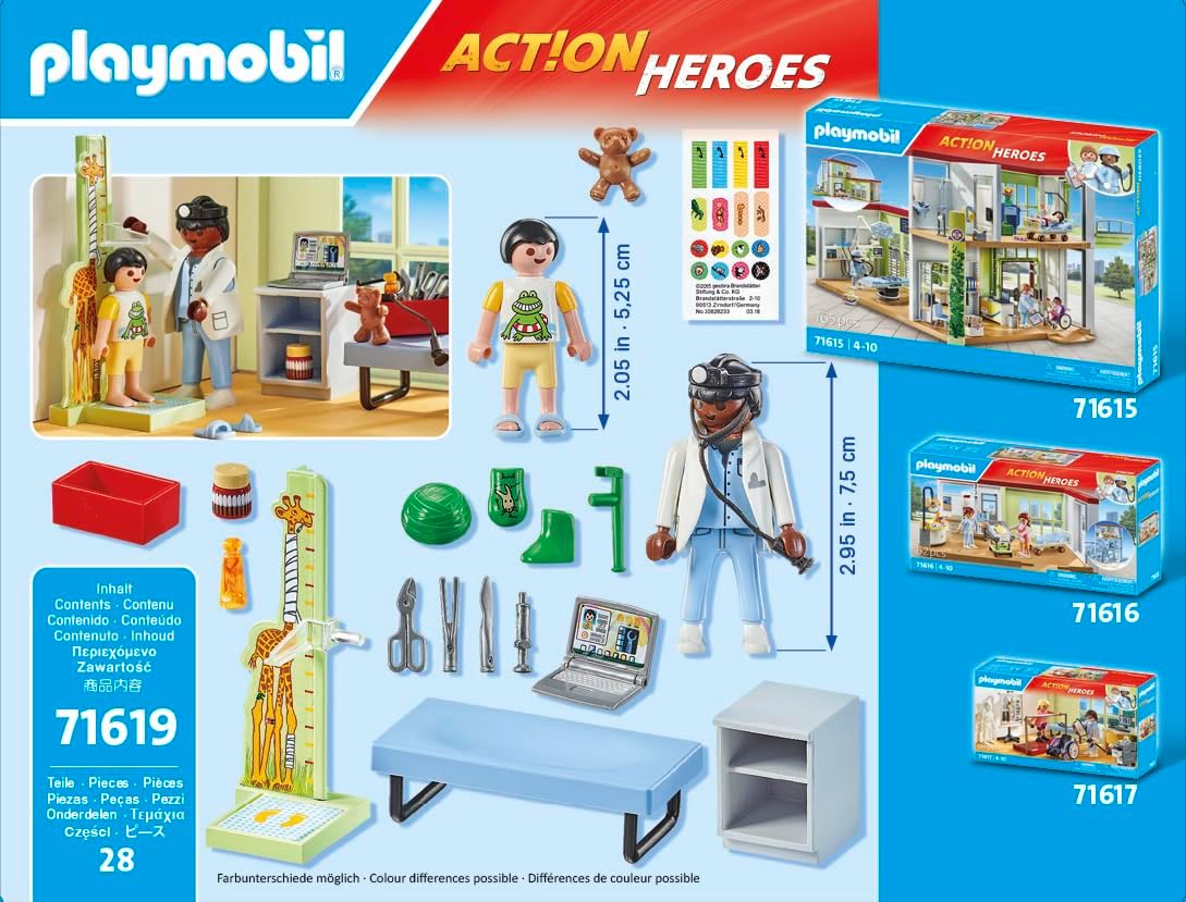Playmobil 71619 Action Heroes: Pediatrician with teddy bear, treatment for the little ones, made from over 80% recycled and bio-based materials, detailed play sets suitable for children ages 4+
