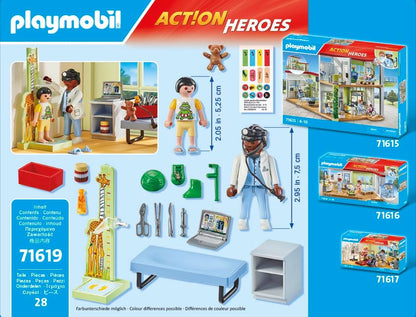 Playmobil 71619 Action Heroes: Pediatrician with teddy bear, treatment for the little ones, made from over 80% recycled and bio-based materials, detailed play sets suitable for children ages 4+