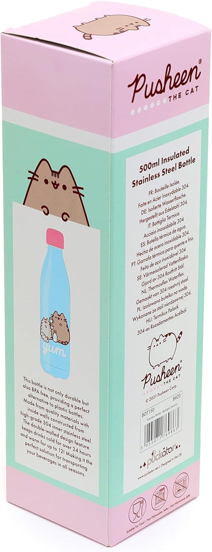 Puckator Pusheen Foodie 500ml Stainless Steel Insulated Bottle for Hot or Cold Drinks