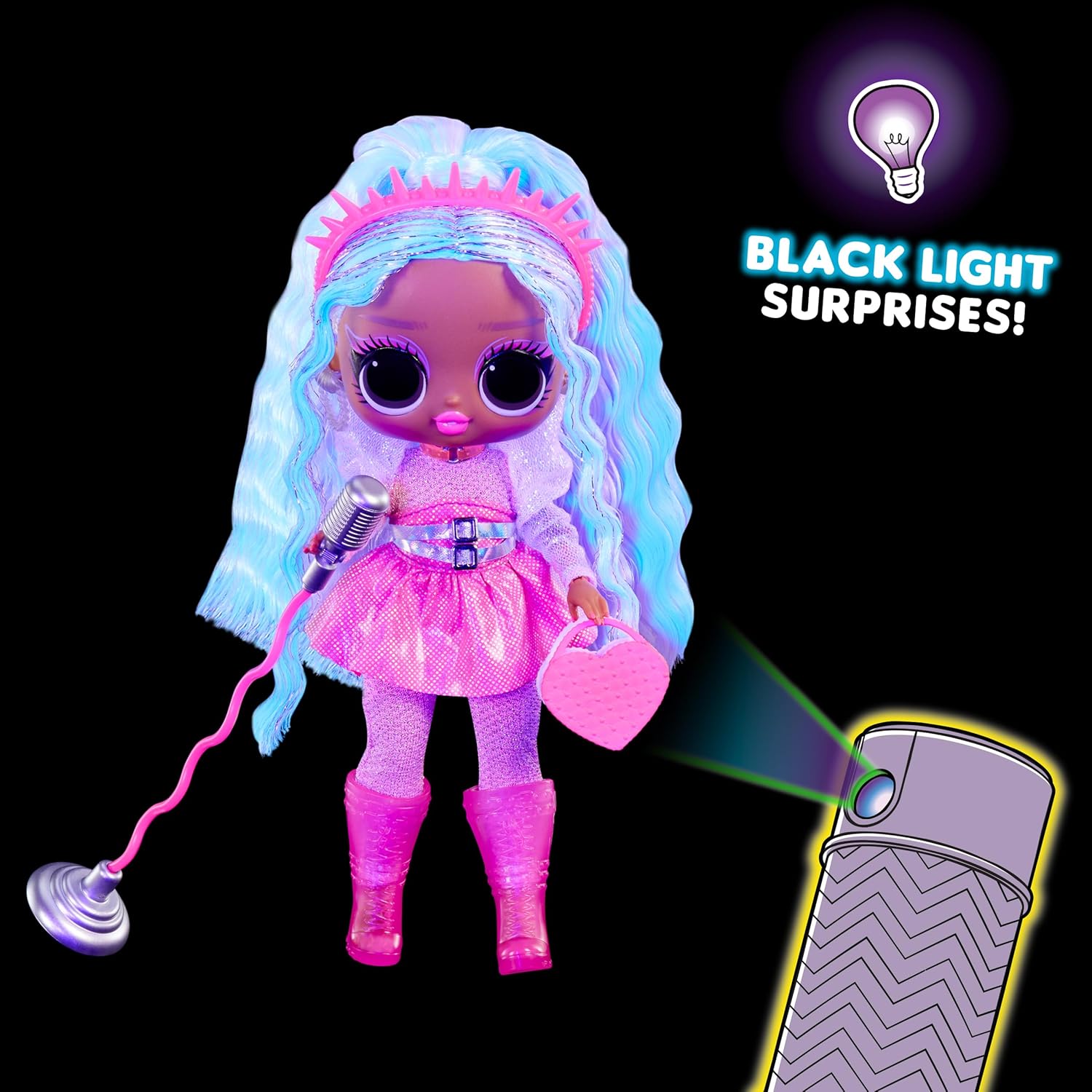 L.O.L. Surprise! Tweens Neon Pop Stars - Kitty K - 1 Fashion Doll, with Backlight Surprises and 10+ Pop Star Fashions and Accessories Including Retro Mic Stand, Present for Kids Ages 4+