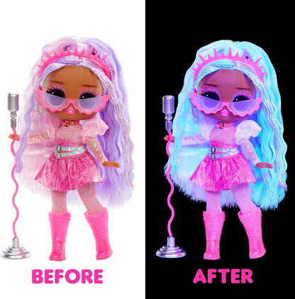 L.O.L. Surprise! Tweens Neon Pop Stars - Kitty K - 1 Fashion Doll, with Backlight Surprises and 10+ Pop Star Fashions and Accessories Including Retro Mic Stand, Present for Kids Ages 4+