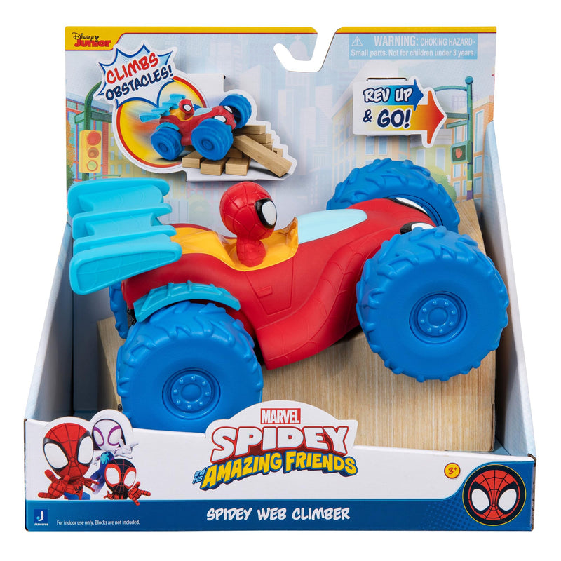 Spidey and his Amazing Friends MARVEL Spidey Web Climber - 7-Inch Rev Up Motor Vehicle that Climbs Obstacles