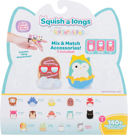 Squish-a-longs by Original Squishmallows 14 Pack - Series 1 - (14) 1” Mini-Squish with 4 Accessories, Ring, and Collector’s Guide - Collect, Trade, & Play