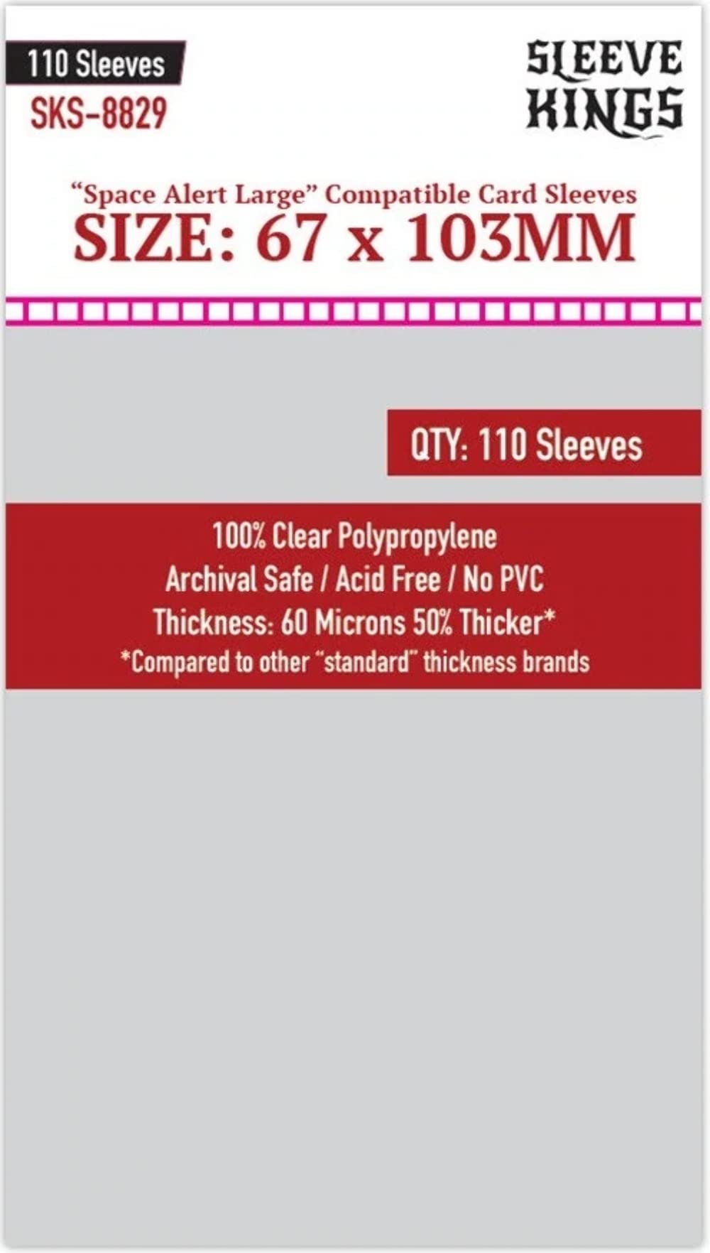 Lot de 110 pochettes pour cartes de qualité supérieure - Alerte d'espace - 67 mm x 103 mm