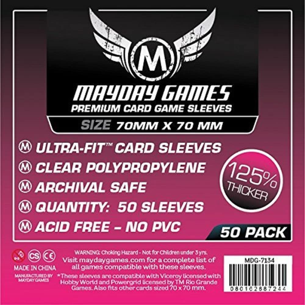 50 Mayday 70 x 70 Small Square Premium Card Sleeves Board Game
