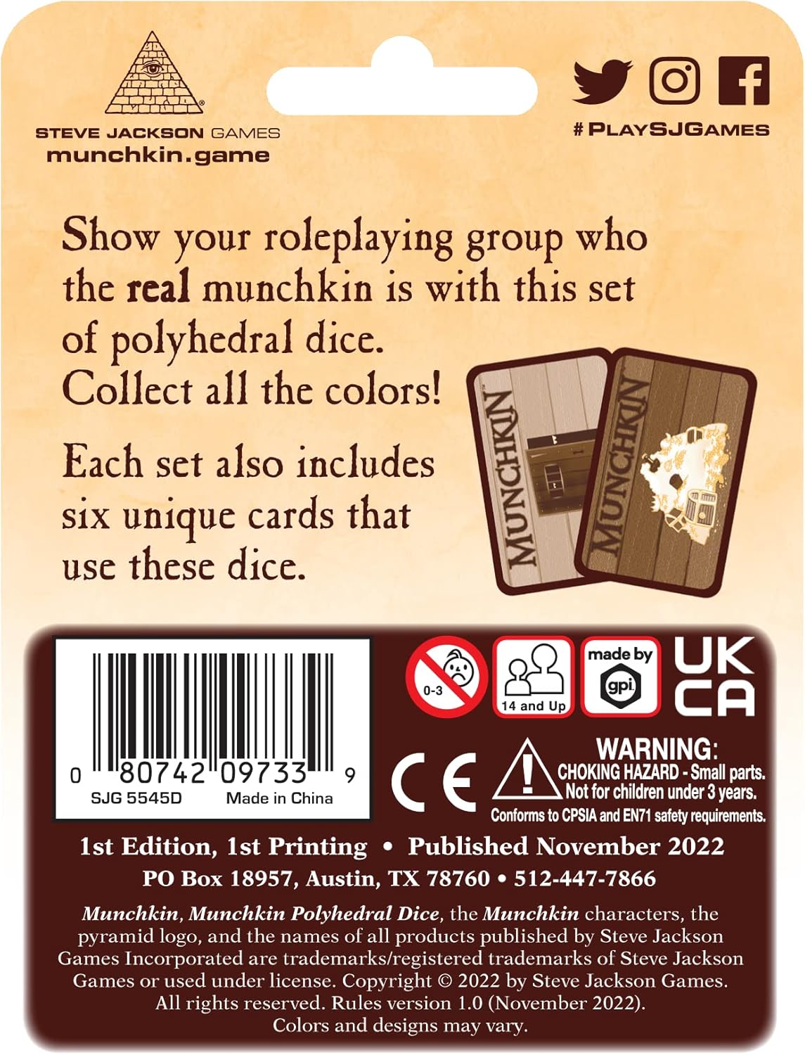 Steve Jackson Games Munchkin Polyhedral Dice Set (Tan/Brown