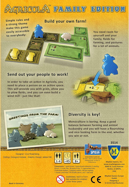 Agricola Board Game Family Edition Strategy Board Game Board Games for Adults and Kids Family Board Game Ages 8 and up 1-4 Players Average Playtime 45 Minutes Made by Lookout Games,Yellow
