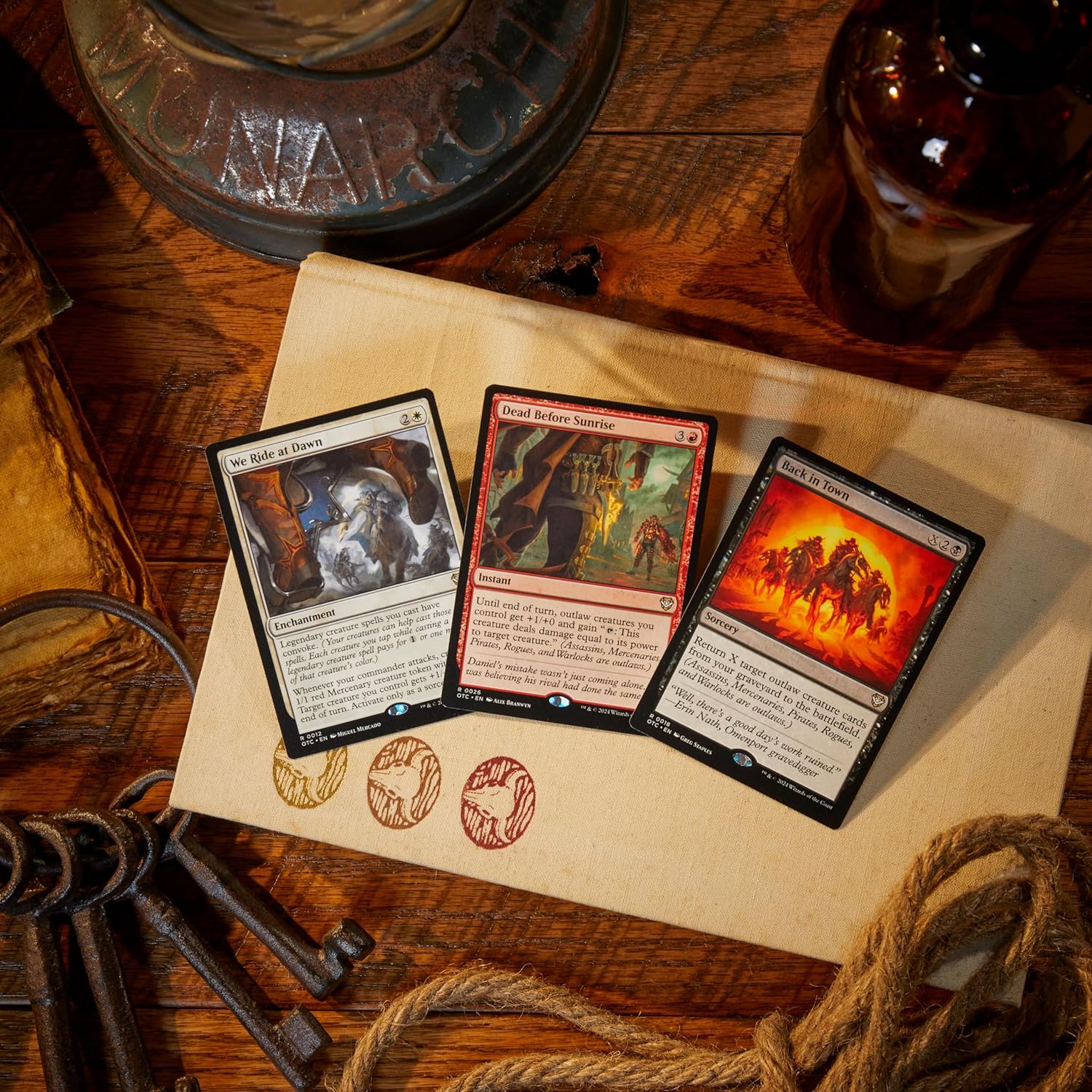 Magic The Gathering Outlaws of Thunder Junction Commander Deck Bundle - Includes All 4 Decks (Quick Draw, Desert Bloom, Grand Larceny, and Most Wanted)