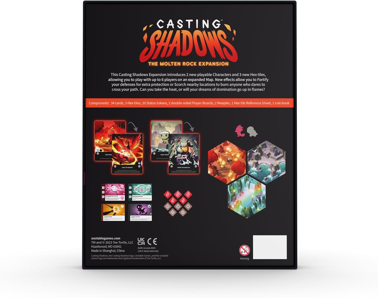 Unstable Games - Casting Shadows: Molten Rock Expansion - Designed to be added to your Casting Shadows Base Game - 2-6 Players - Ages 12+