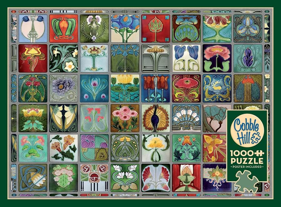 Cobble Hill 1000 Piece Puzzle Art Nouveau Tiles-Sample Poster included
