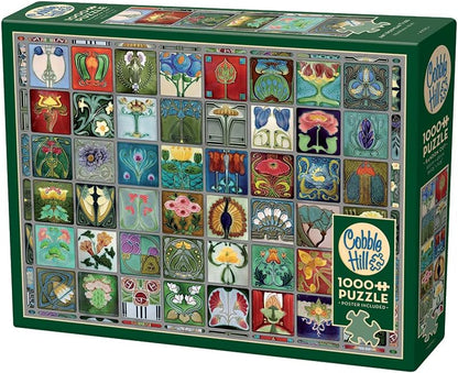 Cobble Hill 1000 Piece Puzzle Art Nouveau Tiles-Sample Poster included
