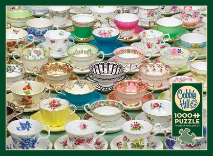 Cobble Hill 1000 Piece Puzzle - Teacups - Sample Poster Included