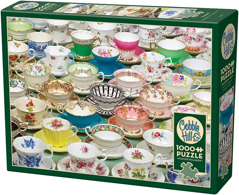 Cobble Hill 1000 Piece Puzzle - Teacups - Sample Poster Included