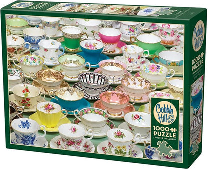 Cobble Hill 1000 Piece Puzzle - Teacups - Sample Poster Included