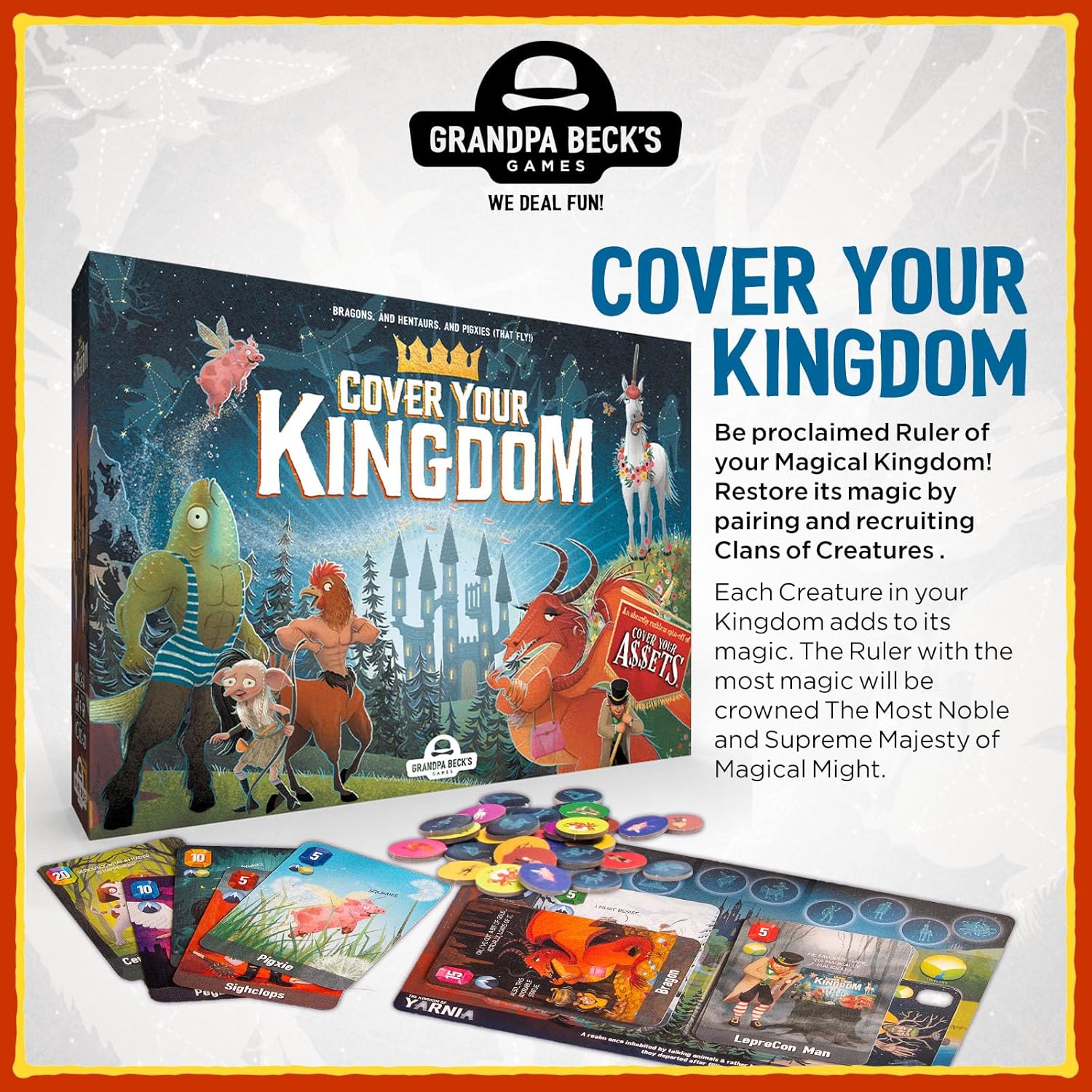 Cover Your Kingdom Card Game by Grandpa Beck's Games - Cover Your Assets New & Very Obnoxious Brother - A Magically Malicious Party Game for 2-8 Players Ages 9+