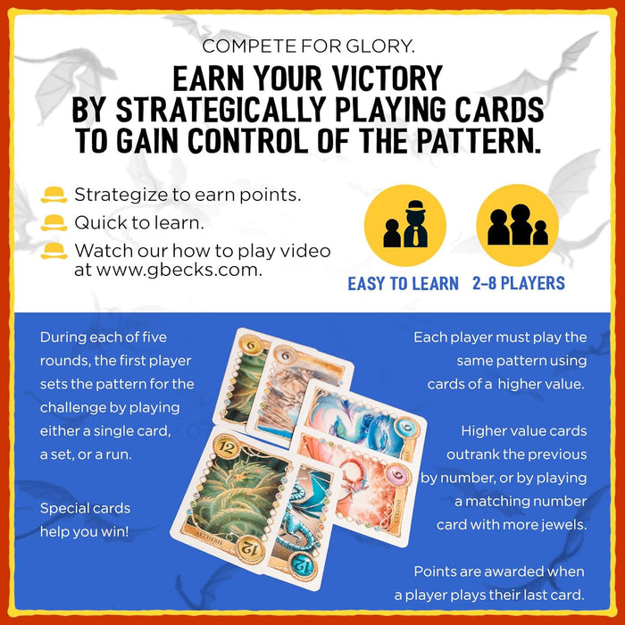 Grandpa Beck's Games Reign of Dragoness Card Game Strategic Hand Elimination Game for Kids, Teens & Adults from The Creators of Skull King & Cover Your Assets | 3-8 Players 8+