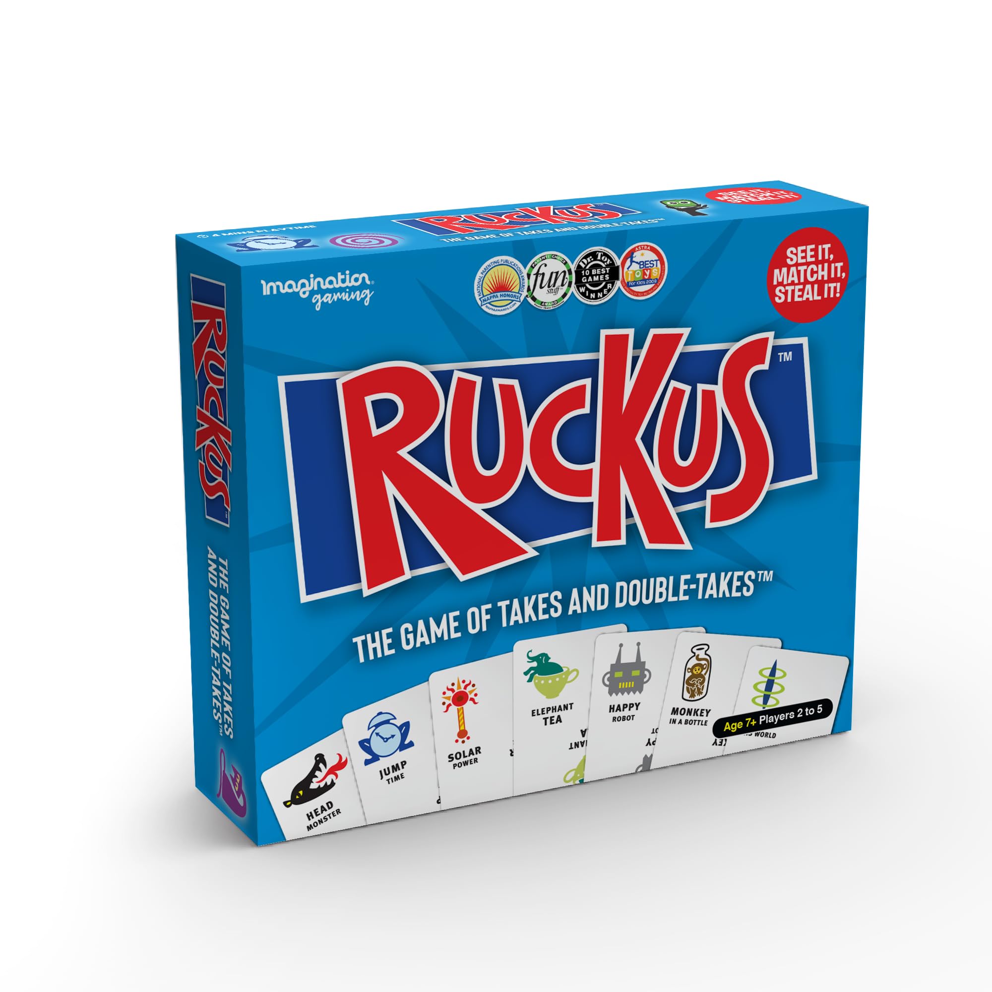 Ruckus Original Edition Fast-Paced Action Card Stealing Game, Quick Thinking, Agility, & Hand-Eye Coordination, Family Fun, Group & Party Game, Ages 5+, 2-5 Players
