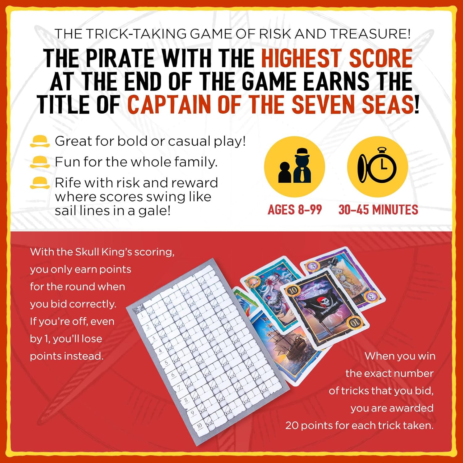 Grandpa Beck's Games Skull King - The Ultimate Pirate Trick Taking Game | from The Creators of Cover Your Assets | 2-8 Players 8+