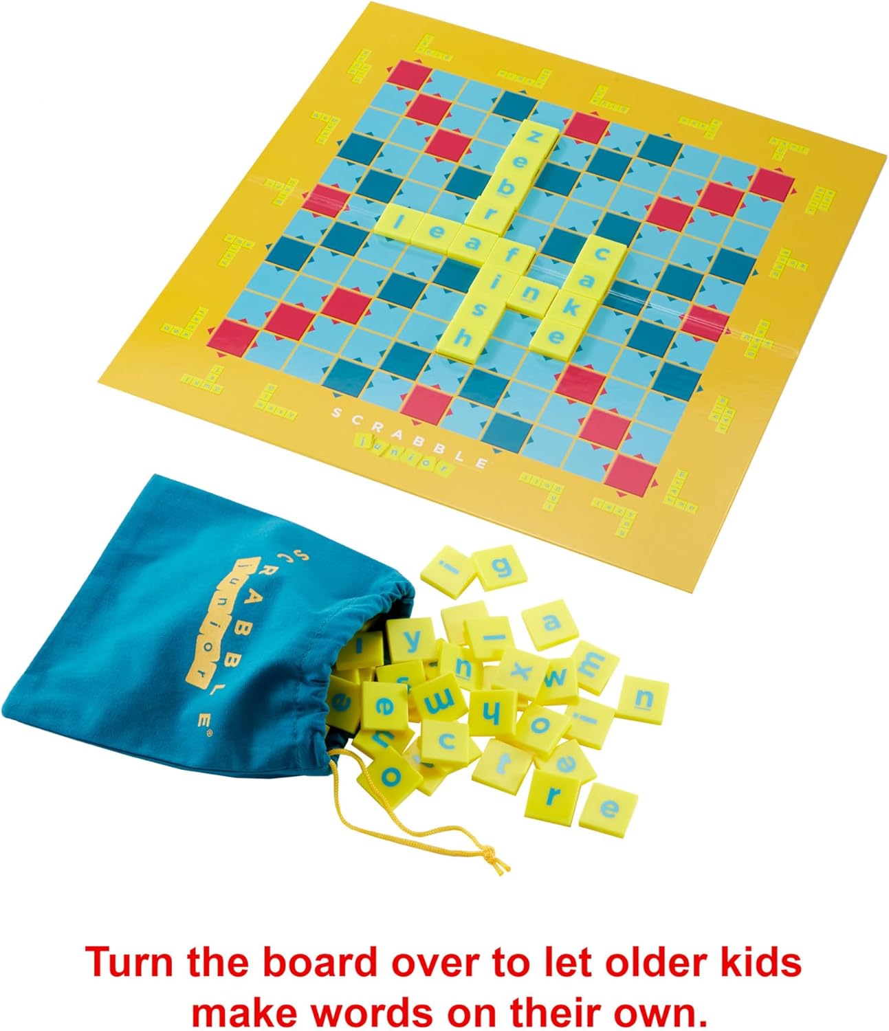 Mattel Games Scrabble Junior, Kids Crossword Board Game, English Version, Family Board Game for Kids, Word Game for Kids, 2 to 4 Players, Ages 6 to 10, English Version, Y9667 United Kingdom Junior