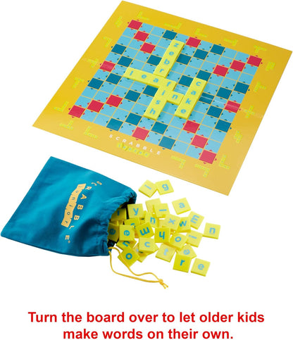 Mattel Games Scrabble Junior, Kids Crossword Board Game, English Version, Family Board Game for Kids, Word Game for Kids, 2 to 4 Players, Ages 6 to 10, English Version, Y9667 United Kingdom Junior