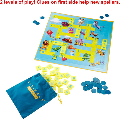 Mattel Games Scrabble Junior, Kids Crossword Board Game, English Version, Family Board Game for Kids, Word Game for Kids, 2 to 4 Players, Ages 6 to 10, English Version, Y9667 United Kingdom Junior