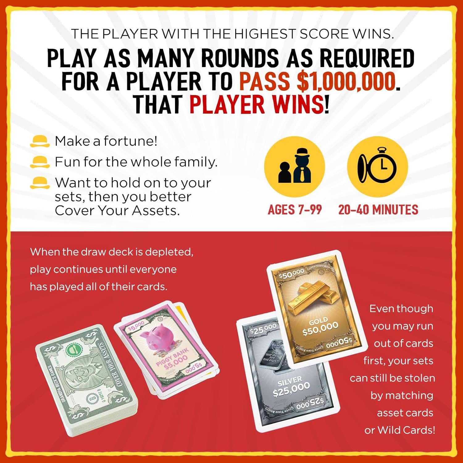 Cover Your Assets Grandpa Beck's Games from The Creators of Skull King | Easy to Learn and Outrageously Fun for Kids, Teens, & Adults | 2-6 Players Ages 7+