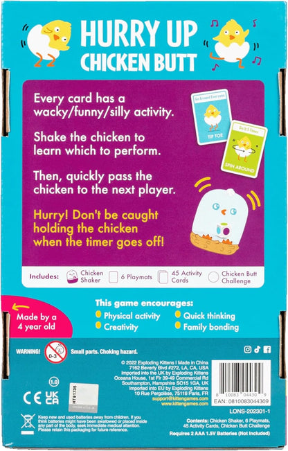Exploding Kittens Hurry Up Chicken Butt A Hot-Potato game with jumping, laughing, and lots of animal noises! (And secretly...a little bit of exercise)