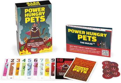 Exploding Kittens LLC Power Hungry Pets: Strategic Card Game - Fun Family Board Game Night Adventure | Ages 7+ | 2-6 Players